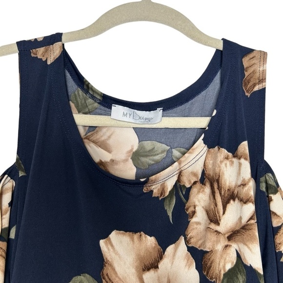 MY Bump Addison Maternity Navy Floral Cold Shoulder Fall Bodycon Dress size XL - Picture 8 of 16